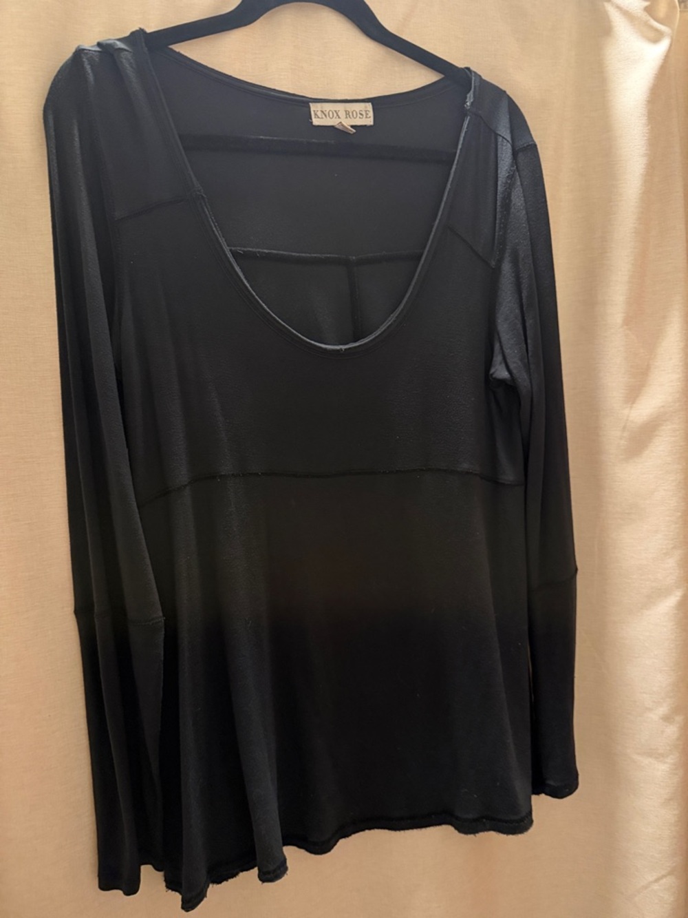 Knox Rose Black Long Sleeve Scoop Neck Tunic Top